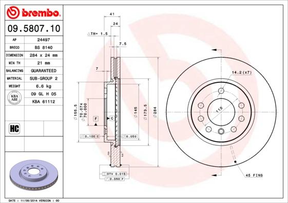 Brembo 09.5807.10 - Kočioni disk www.molydon.hr