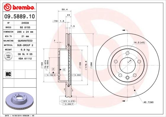 Brembo 09.5889.10 - Kočioni disk www.molydon.hr