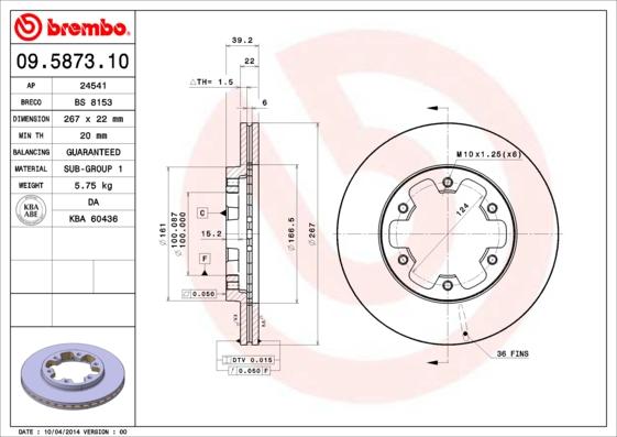 Brembo 09.5873.10 - Kočioni disk www.molydon.hr