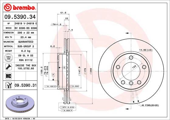 Brembo 09.5390.34 - Kočioni disk www.molydon.hr