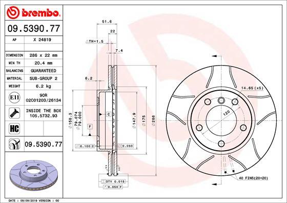 Brembo 09.5390.77 - Kočioni disk www.molydon.hr