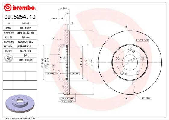 Brembo 09.5254.10 - Kočioni disk www.molydon.hr