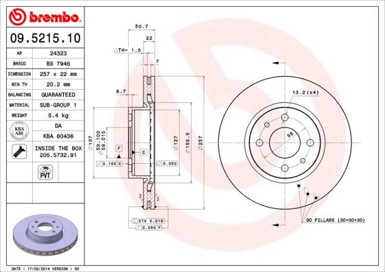 Brembo 09.5215.10 - Kočioni disk www.molydon.hr