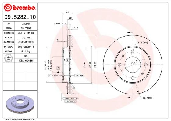 Brembo 09.5282.10 - Kočioni disk www.molydon.hr