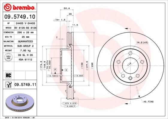 Brembo 09.5749.10 - Kočioni disk www.molydon.hr