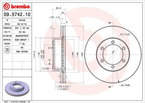 Brembo 09.5742.10 - Kočioni disk www.molydon.hr