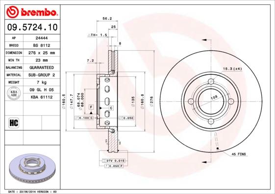 Brembo 09.5724.10 - Kočioni disk www.molydon.hr