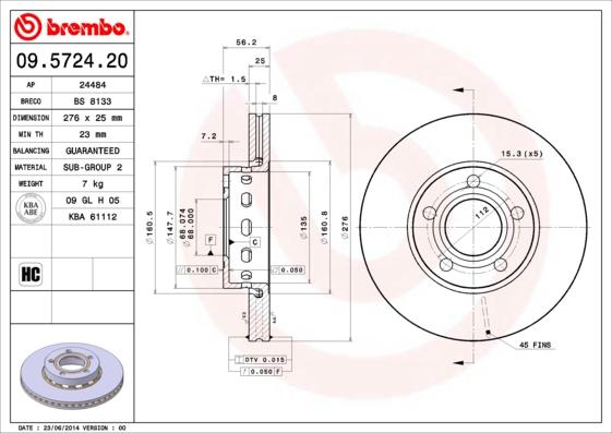 Brembo 09.5724.20 - Kočioni disk www.molydon.hr