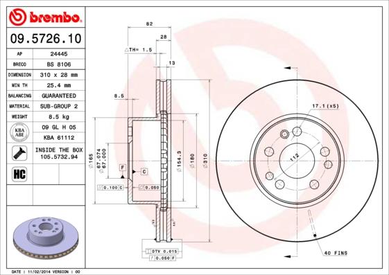 Brembo 09.5726.10 - Kočioni disk www.molydon.hr