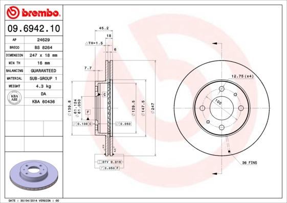 Brembo 09.6942.10 - Kočioni disk www.molydon.hr