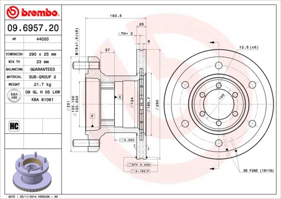 Brembo 09.6957.20 - Kočioni disk www.molydon.hr