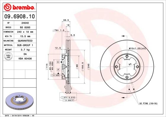 Brembo 09.6908.10 - Kočioni disk www.molydon.hr