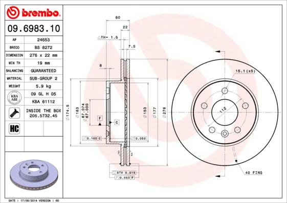 Brembo 09.6983.10 - Kočioni disk www.molydon.hr