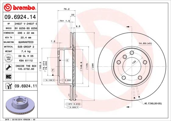 Brembo 09.6924.14 - Kočioni disk www.molydon.hr