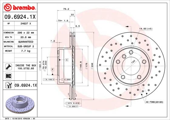 Brembo 09.6924.1X - Kočioni disk www.molydon.hr