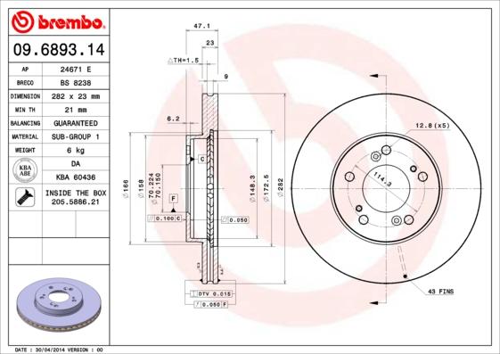 Brembo 09.6893.11 - Kočioni disk www.molydon.hr