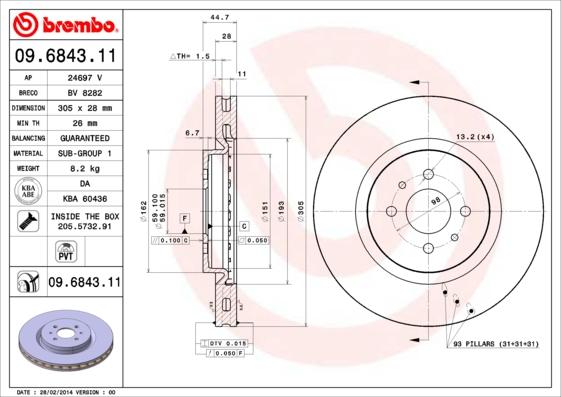 Brembo 09.6843.11 - Kočioni disk www.molydon.hr