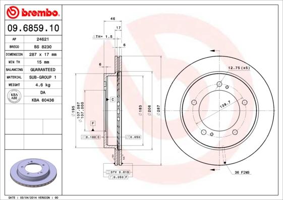 Brembo 09.6859.10 - Kočioni disk www.molydon.hr