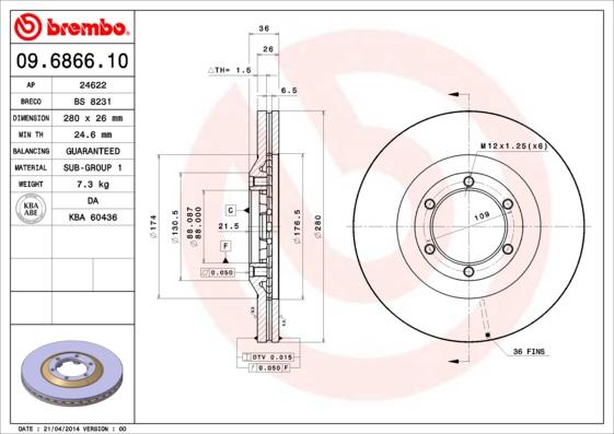 Brembo 09.6866.10 - Kočioni disk www.molydon.hr