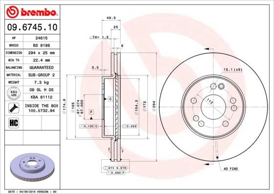 Brembo 09.6745.10 - Kočioni disk www.molydon.hr