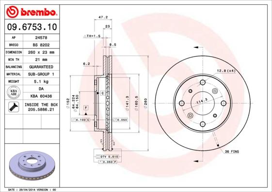 Brembo 09.6753.10 - Kočioni disk www.molydon.hr