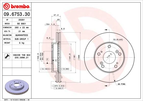 Brembo 09.6753.30 - Kočioni disk www.molydon.hr