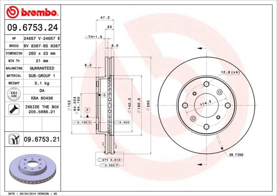 Brembo 09.6753.21 - Kočioni disk www.molydon.hr