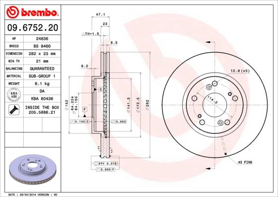 Brembo 09.6752.20 - Kočioni disk www.molydon.hr