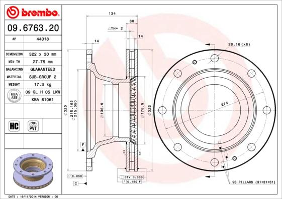 Brembo 09.6763.20 - Kočioni disk www.molydon.hr