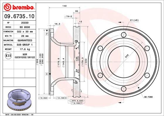 Brembo 09.6735.10 - Kočioni disk www.molydon.hr