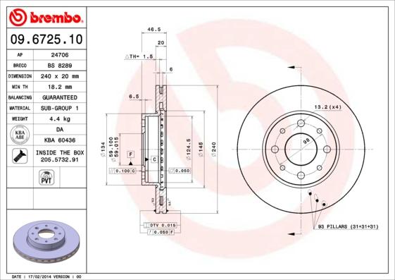 Brembo 09.6725.10 - Kočioni disk www.molydon.hr