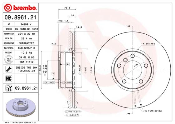 Brembo 09.8961.21 - Kočioni disk www.molydon.hr