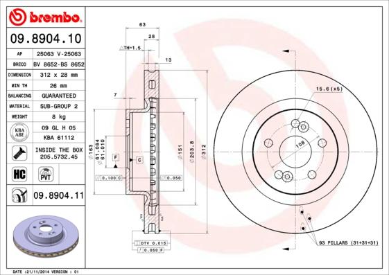 Brembo 09.8904.10 - Kočioni disk www.molydon.hr