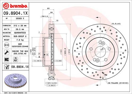 Brembo 09.8904.1X - Kočioni disk www.molydon.hr