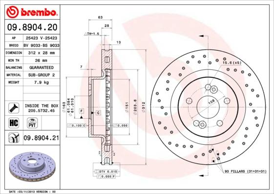 Brembo 09.8904.21 - Kočioni disk www.molydon.hr