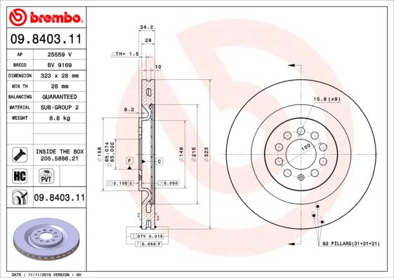 Brembo 09.8403.11 - Kočioni disk www.molydon.hr