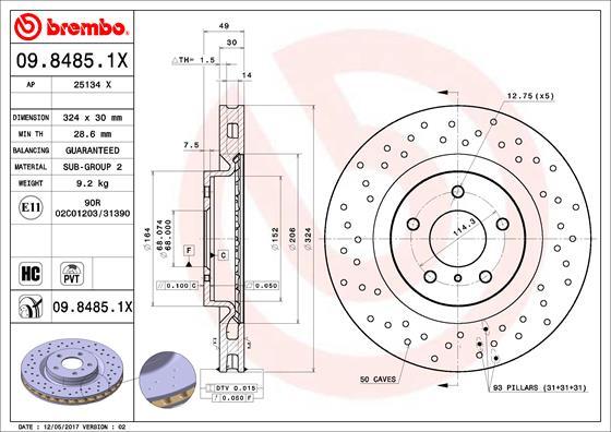 Brembo 09.8485.1X - Kočioni disk www.molydon.hr