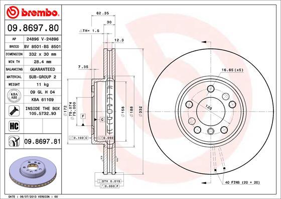 Brembo 09.8697.81 - Kočioni disk www.molydon.hr