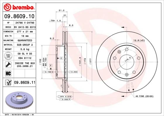 Brembo 09.8609.11 - Kočioni disk www.molydon.hr