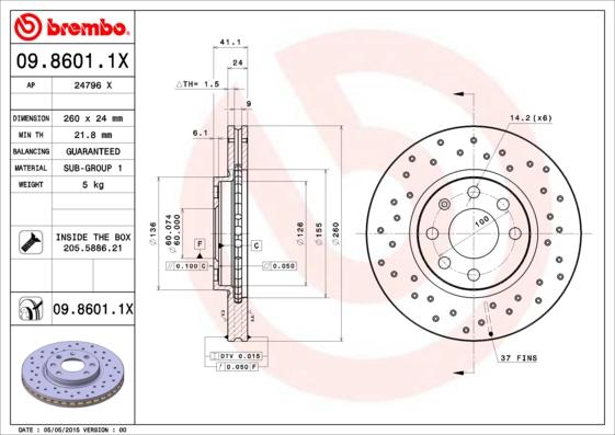 Brembo 09.8601.1X - Kočioni disk www.molydon.hr