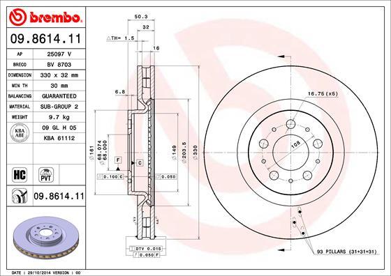 Brembo 09.8614.11 - Kočioni disk www.molydon.hr