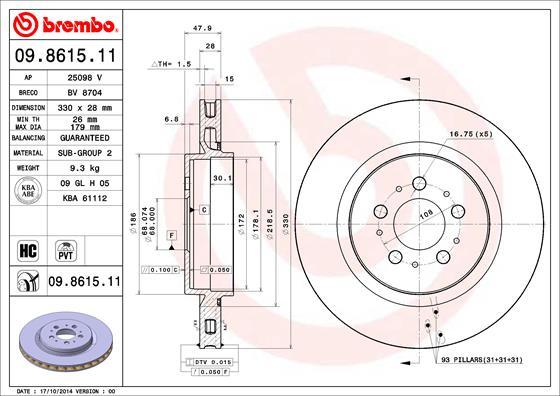 Brembo 09.8615.11 - Kočioni disk www.molydon.hr