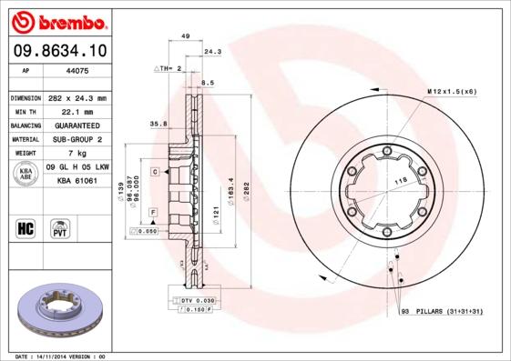 Brembo 09.8634.10 - Kočioni disk www.molydon.hr