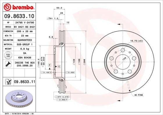 Brembo 09.8633.10 - Kočioni disk www.molydon.hr