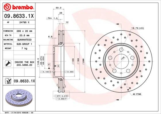 Brembo 09.8633.1X - Kočioni disk www.molydon.hr