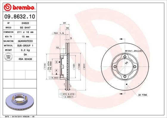 Brembo 09.8632.10 - Kočioni disk www.molydon.hr