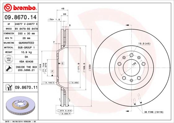 Brembo 09.8670.11 - Kočioni disk www.molydon.hr