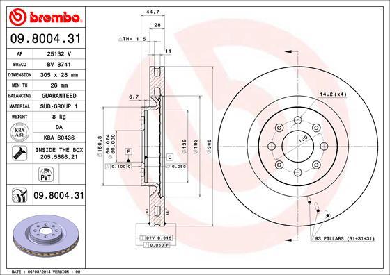 Brembo 09.8004.31 - Kočioni disk www.molydon.hr