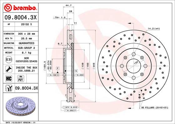 Brembo 09.8004.3X - Kočioni disk www.molydon.hr