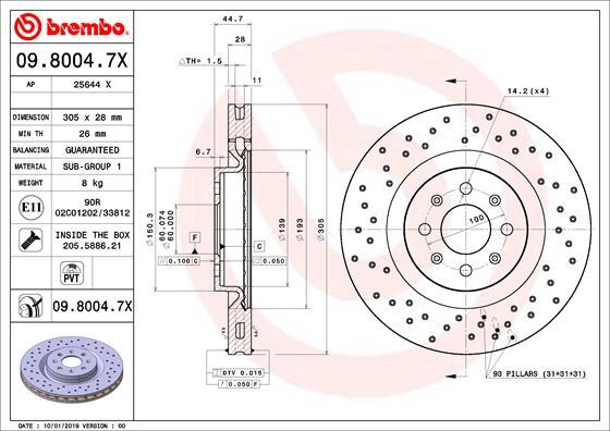 Brembo 09.8004.7X - Kočioni disk www.molydon.hr